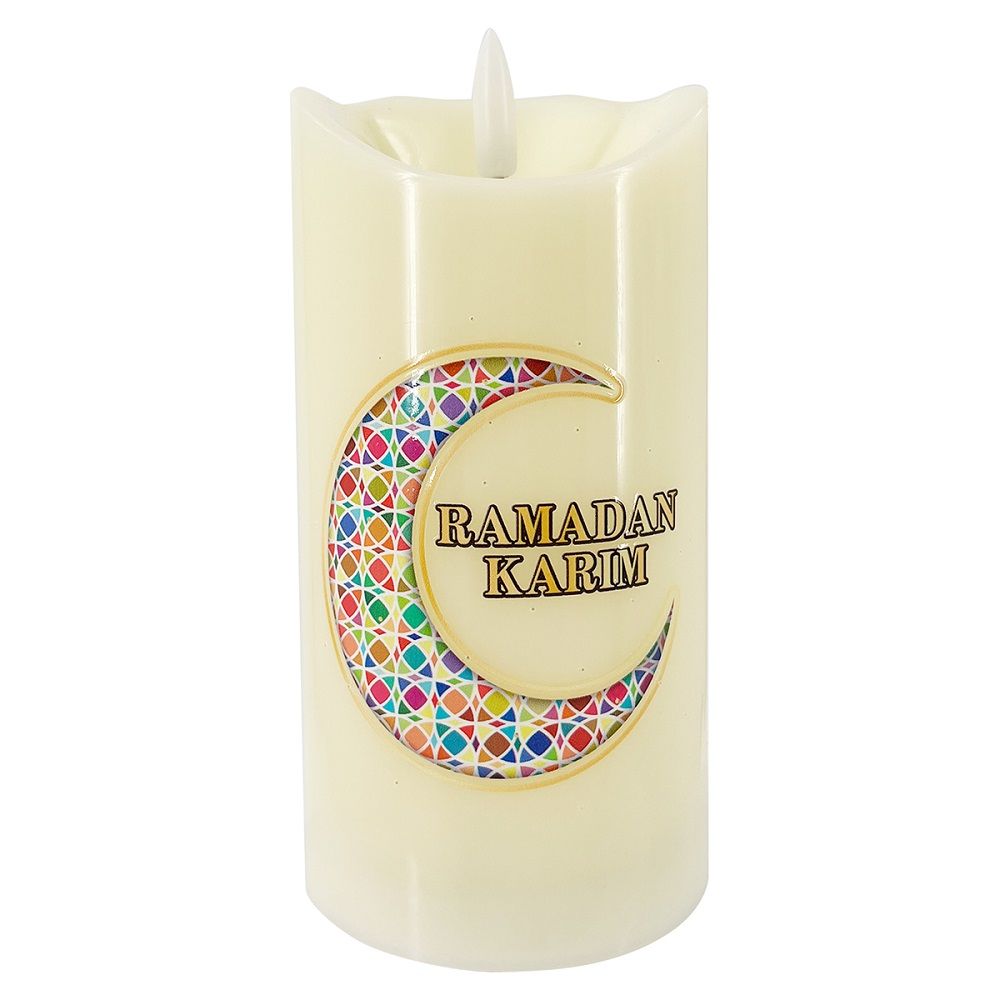 Party Magic - Ramadan Kareem Decorated LED Candle - White