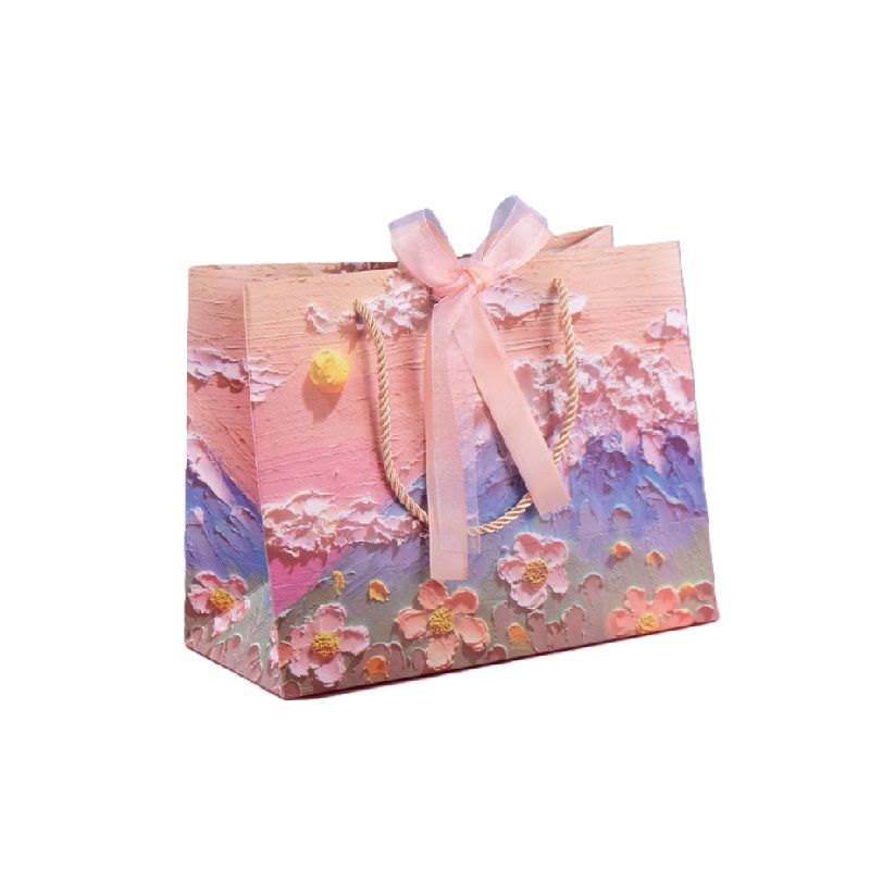 Y-PaperCo. - 3D Sunrise Oil Painting Gift Bag - M - Pack of 3