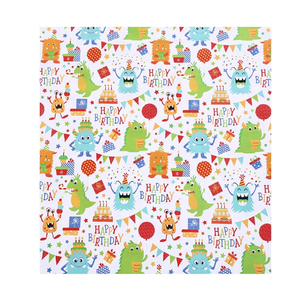 Long Sun - Wrapping Paper - Monster - Pack of 6