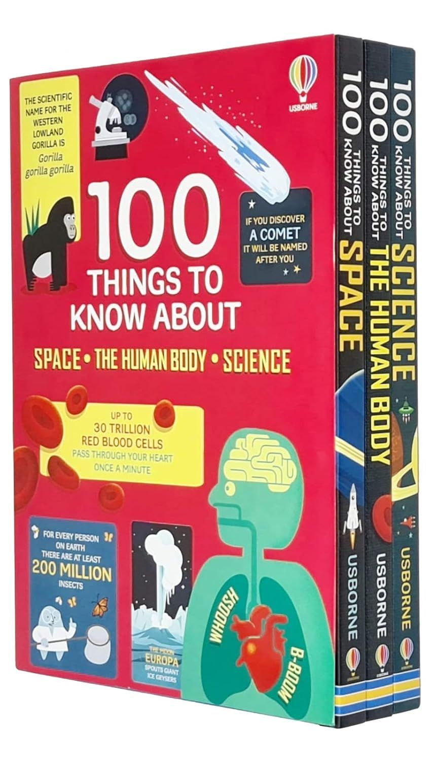 Usborne 100 Things to Know About 3 Books Collection Set - Space, The Human Body, Science