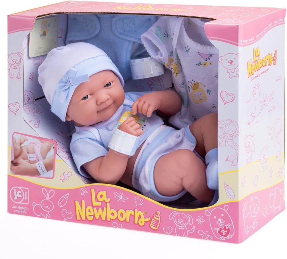 Jc Toys - La Newborn Baby Doll Gift Set With Blue Outfit - 14-Inch