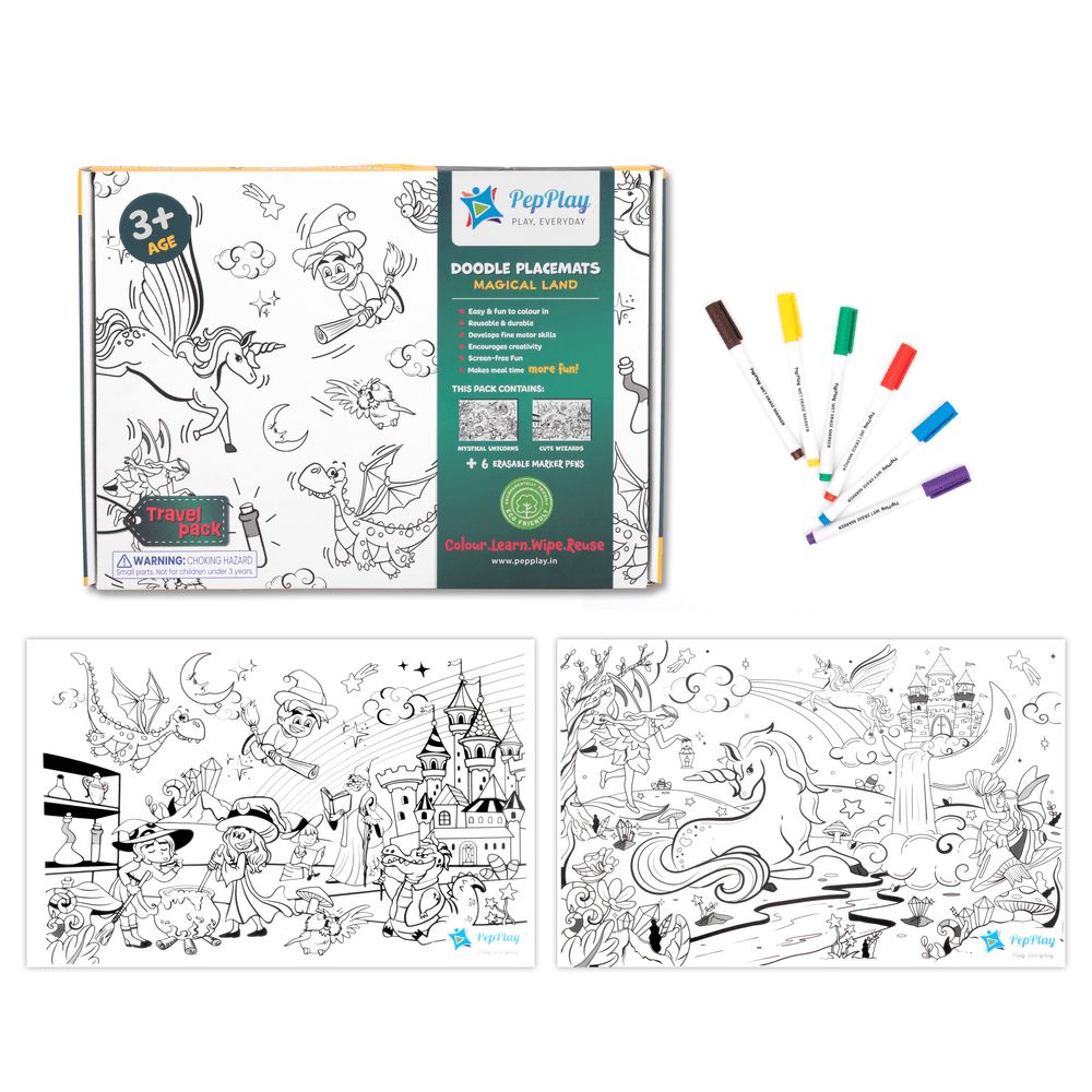 PepPlay - Doodle Placemats Travel Set - Magical Land