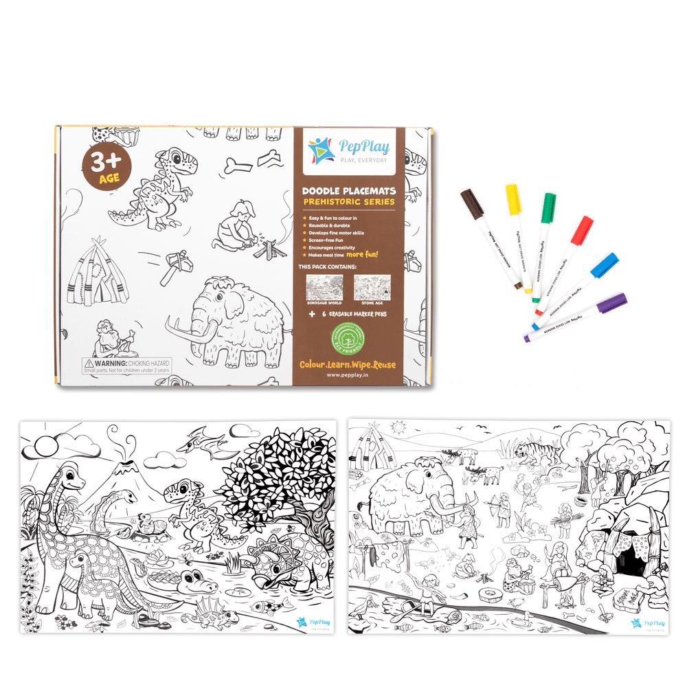 PepPlay - Doodle Placemats Set - Prehistoric Series