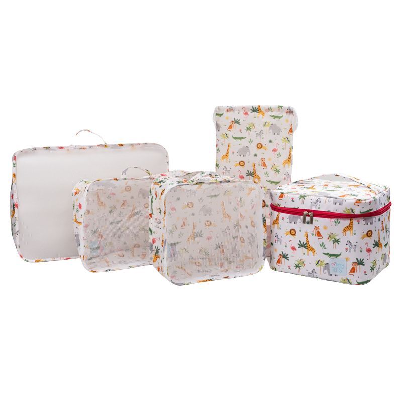 Tiny Tots - Packing Cube Luggage Organizer Set - Animal Safari - 5 Pcs