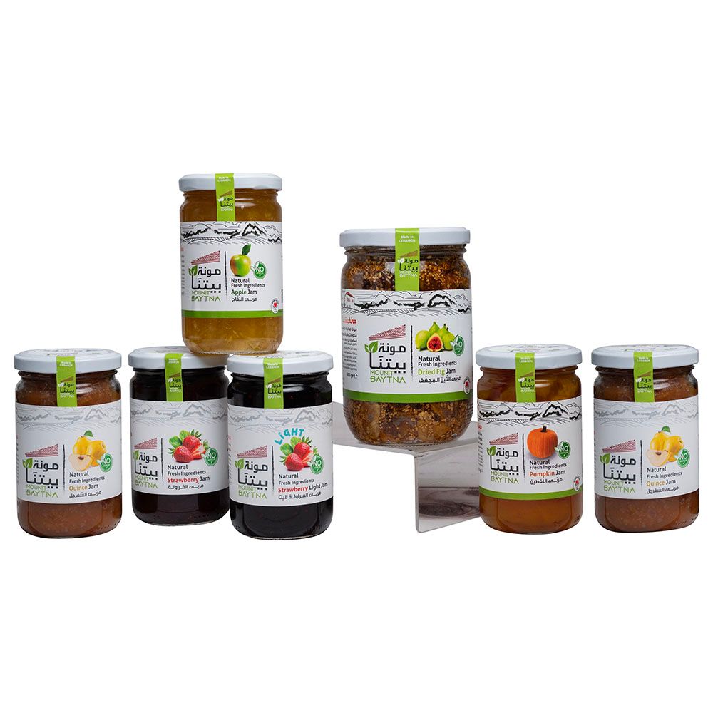 Mounit Baytna - Dry Fig Jam 750g with Any Mix Jams - Pack of 6 - Flavour May Vary