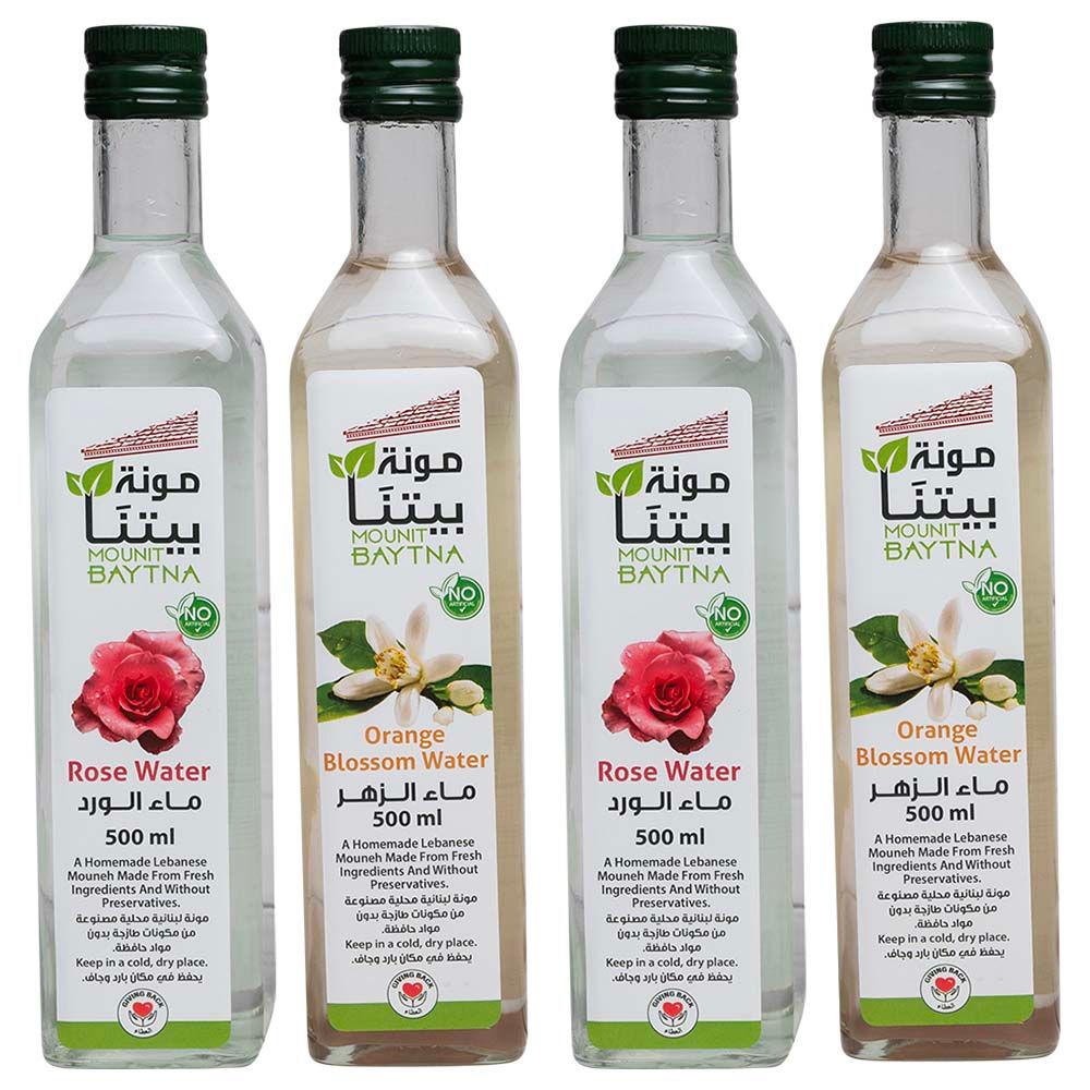 Mounit Baytna - Rose or Blossom Water - Pack of 4 - 500 ml - Flavour May Vary