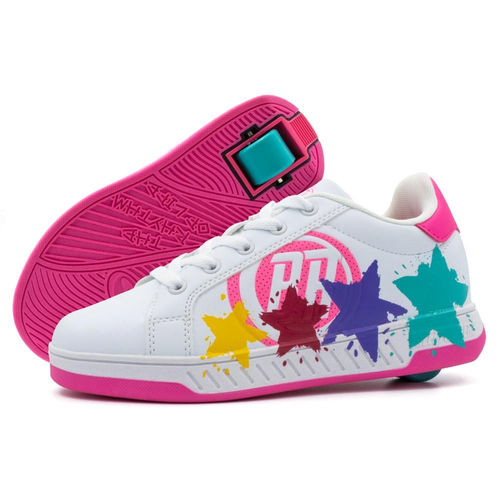 Breezy Rollers - Shoes With Wheels For Kids - White/Pink