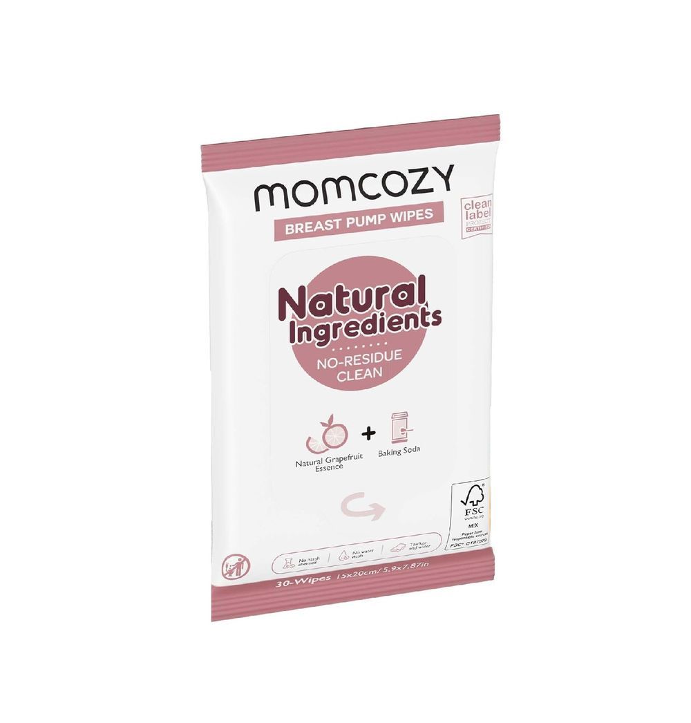 Momcozy - Natural Breast Pump Wipes Cleaning On-the-go - 30 pcs