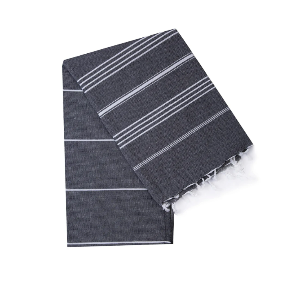 Hammam Corner - The Line Beach Towel - Dark Grey