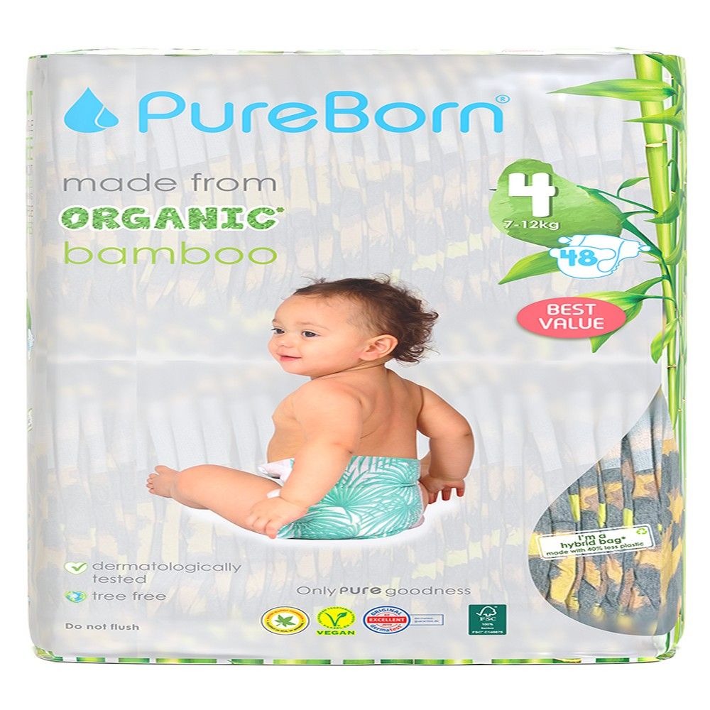 Pureborn - Size 4 7-12Kg 48s - Twin Value Pack - Cloud