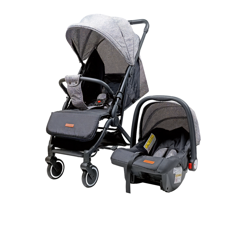 Nurtur - Baby Travel Combo - Stroller With Baby Carrier - Grey