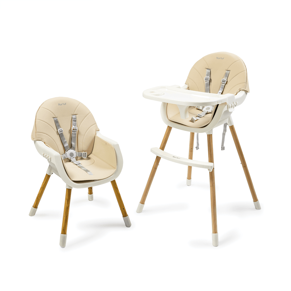 Nurtur - 2-In-1 Adjustable Height Padded Cushioning High Chair - Beige