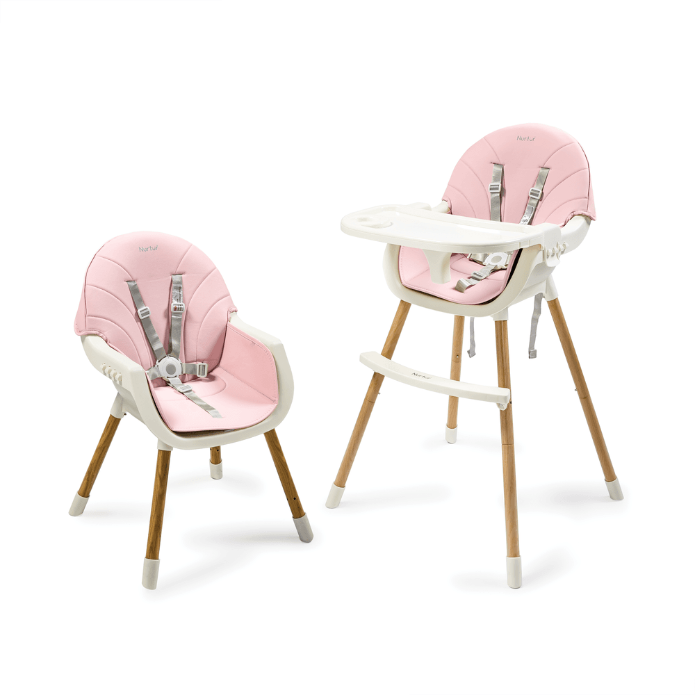 Nurtur - 2-In-1 Adjustable Height Padded Cushioning High Chair - Pink