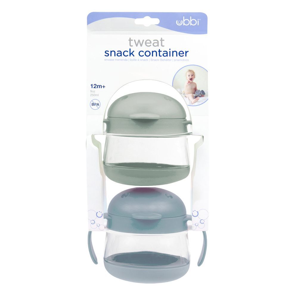 Ubbi - Tweat Snack Container Set - Sage/Blue - 2 Pcs - 250 ml