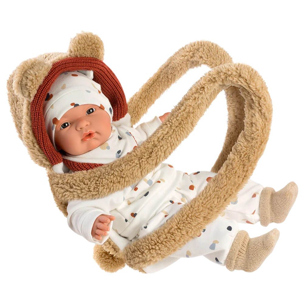 Llorens - Joel Lloron Doll With Baby Carrier Backpack - 38cm