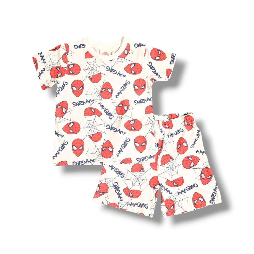 Spiderman - 2pc-Set - Boy's Printed T-Shirt & Summer Shorts - Multicolor