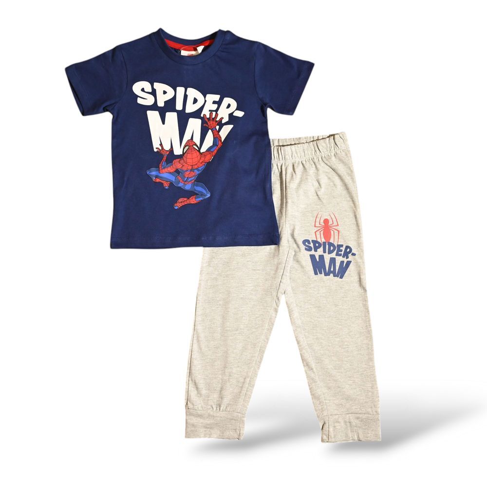 Spiderman - Boys Short Sleeve Pajama Set - Navy/Grey