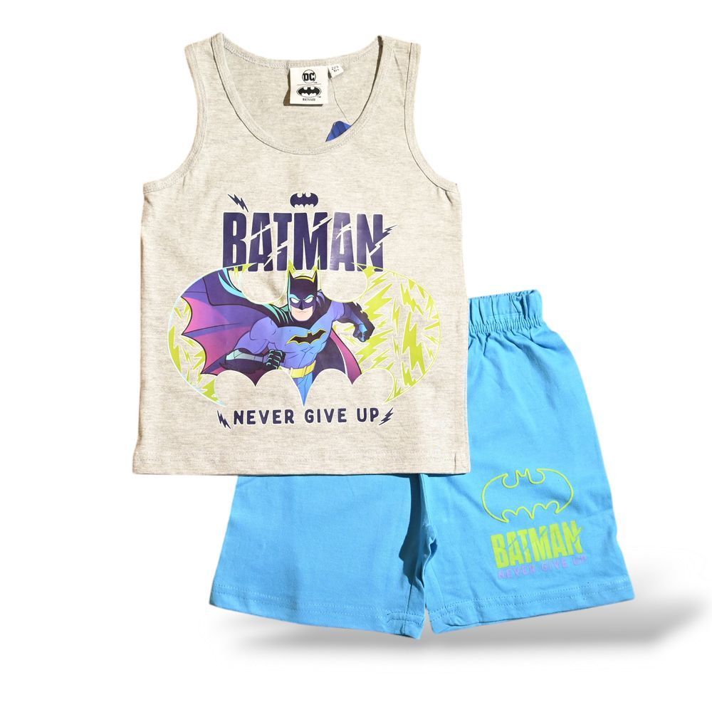 Batman - Boys Summer Sleeveless & Short Set - Grey/Blue