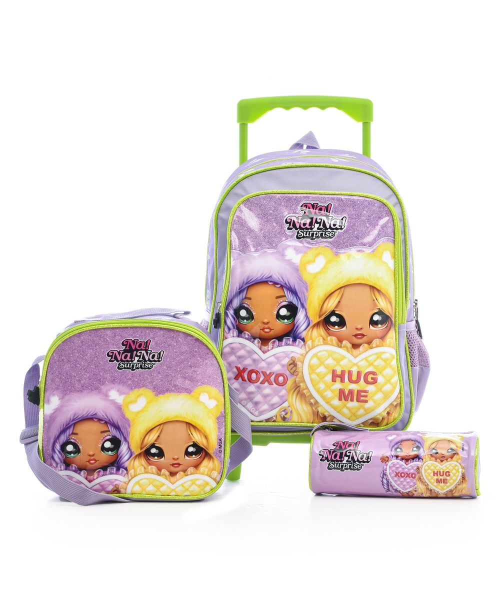 Na Na Na Surprise - School Trolley Bag - 14-inch With Lunch Bag And Pencil Case - Purple - 3pcs