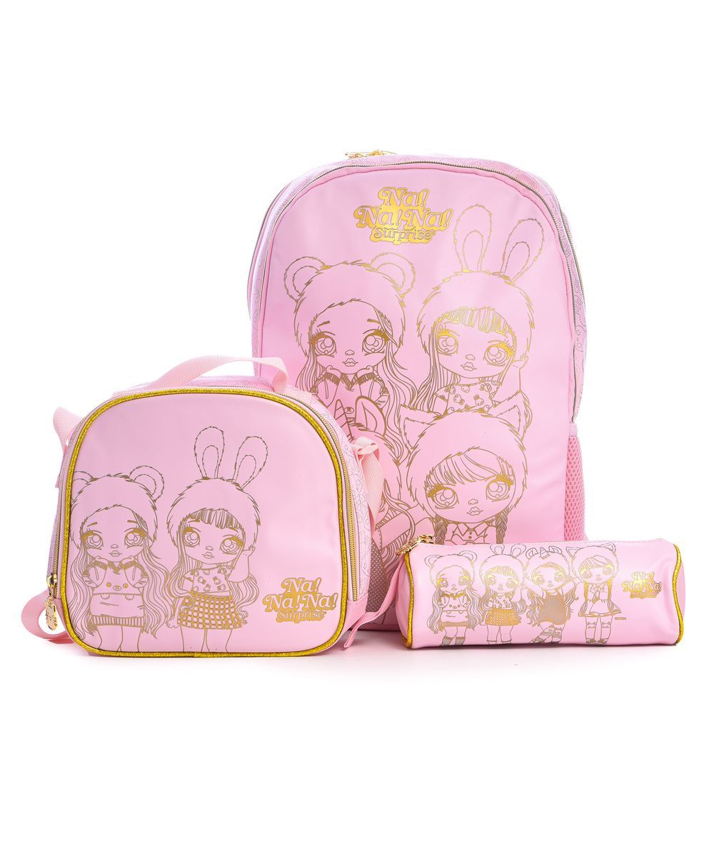 Na Na Na Surprise - School Backpack - 16-inch With Lunch Bag And Pencil Case - Pink - 3pcs