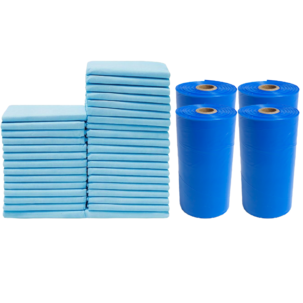 Cute 'n' Cuddle - Disposable Changing Mats And Scented Bags - Blue - 120 Pcs