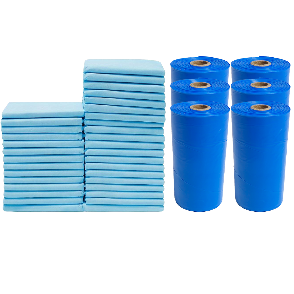 Cute 'n' Cuddle - Disposable Changing Mats And Scented Bags - Blue - 180 Pcs