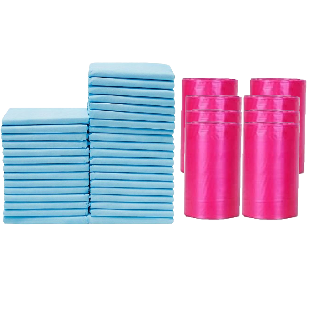 Cute 'n' Cuddle - Disposable Changing Mats And Scented Bags - Blue/Pink - 240 Pcs