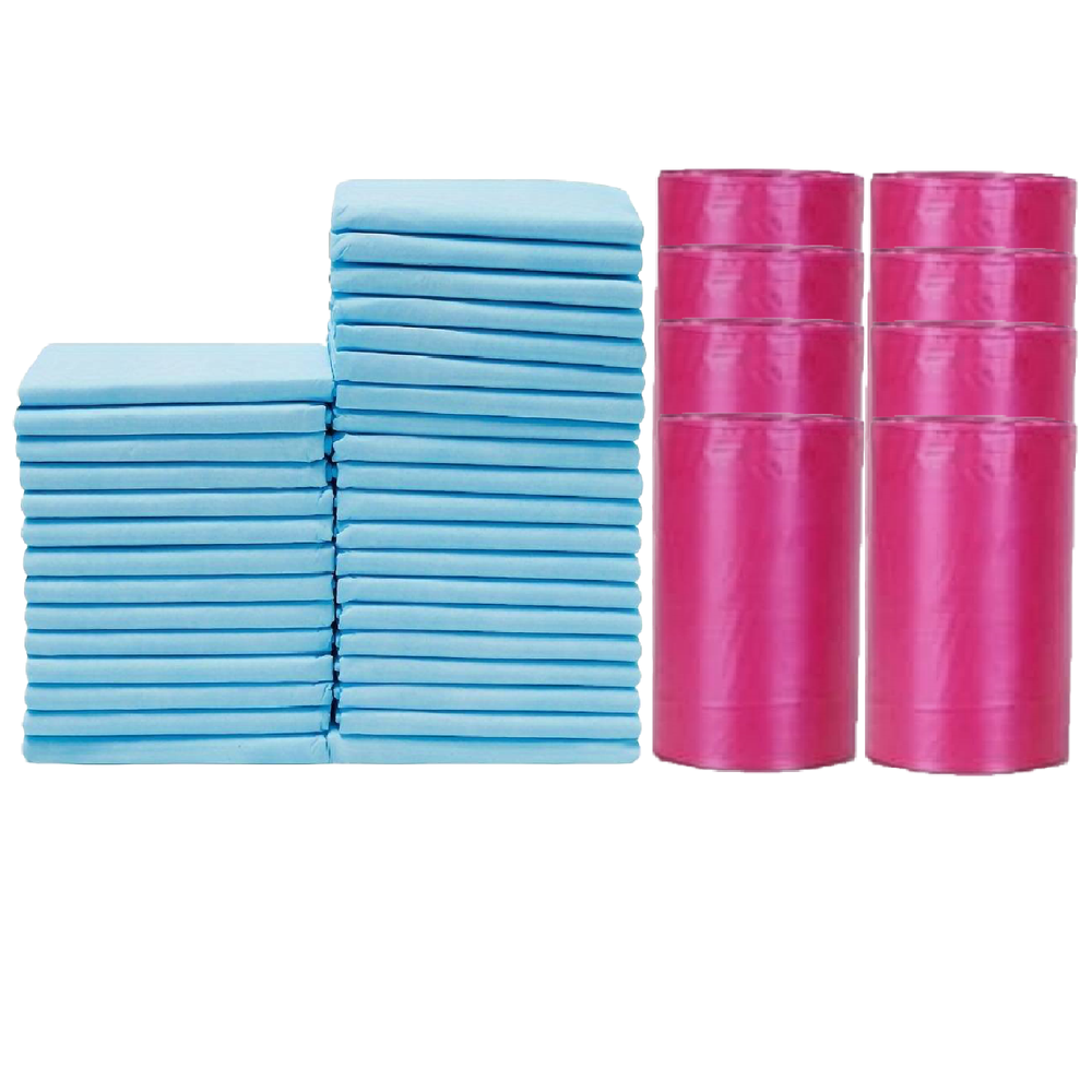 Cute 'n' Cuddle - Disposable Changing Mats And Scented Bags - Blue/Red - 240 Pcs