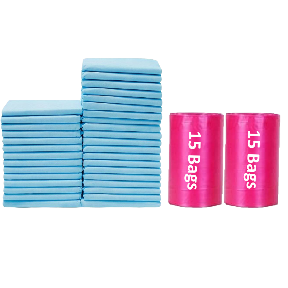 Cute 'n' Cuddle - Disposable Changing Mats And Scented Bags - Blue/Pink - 60 Pcs