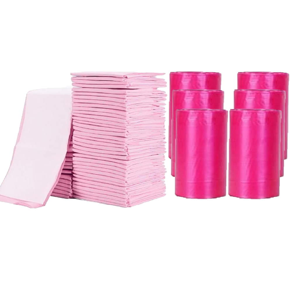 Cute 'n' Cuddle - Disposable Changing Mats And Scented Bags - Pink - 180 Pcs