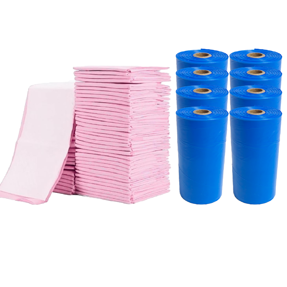 Cute 'n' Cuddle - Disposable Changing Mats And Scented Bags - Pink/Blue - 240 Pcs