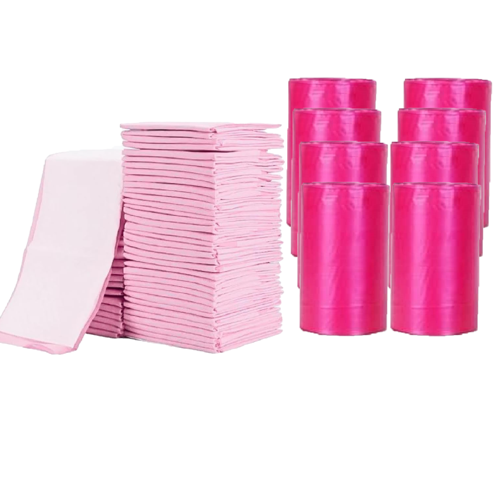 Cute 'n' Cuddle - Disposable Changing Mats And Scented Bags - Pink - 240 Pcs