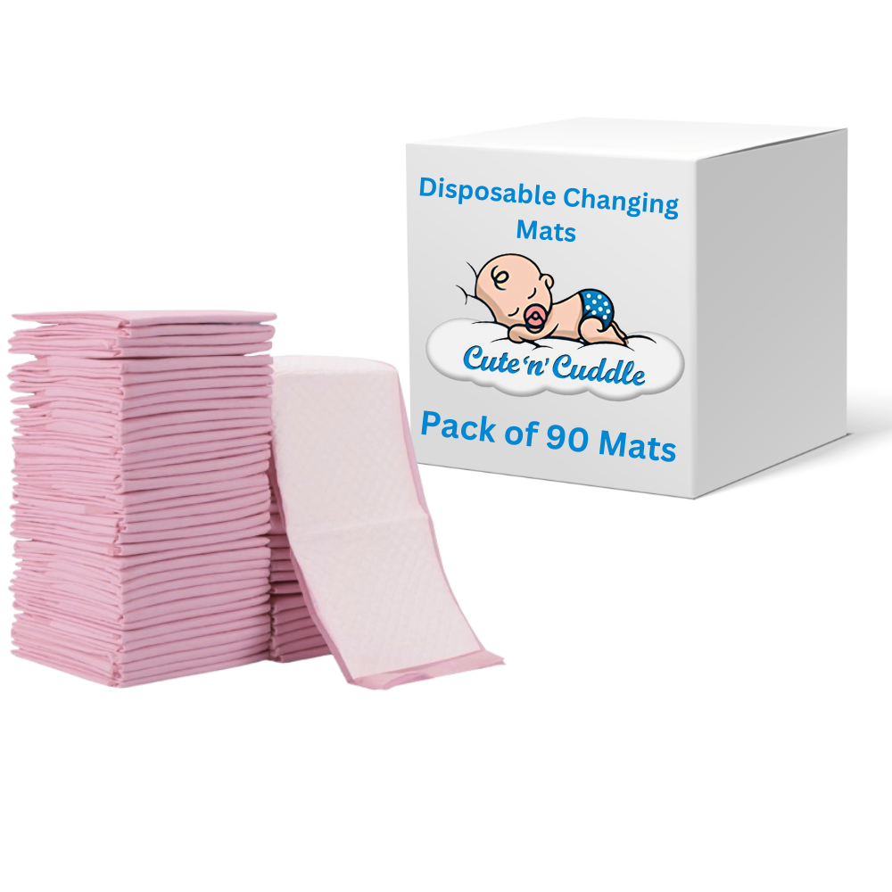 Cute 'n' Cuddle - Disposable Changing Mats - Pink - 90 Pcs - 60 x 45cm