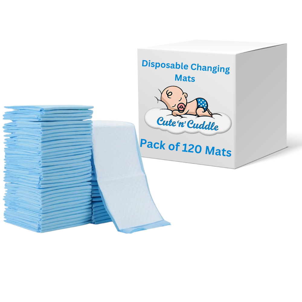 Cute 'n' Cuddle - Disposable Changing Mats - Blue - 120 Pcs - 60 x 45cm