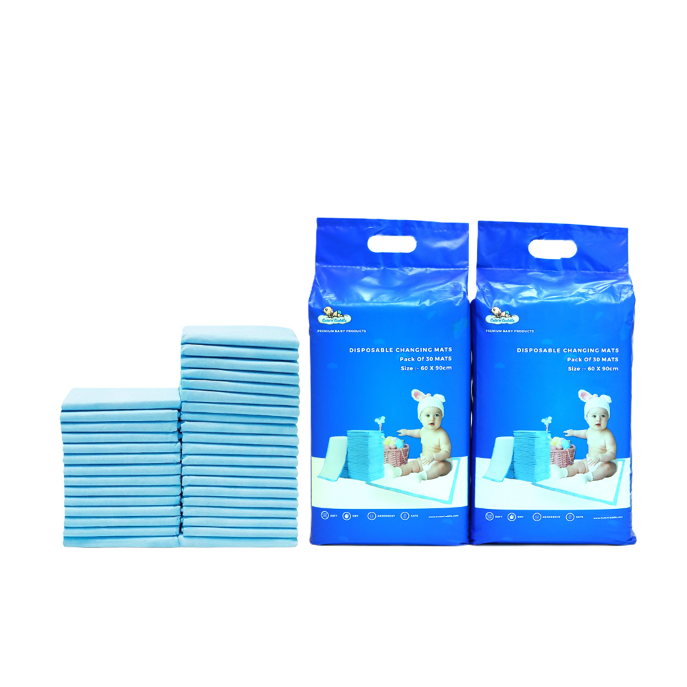 Cute 'n' Cuddle - Disposable Changing Mats - 60 x 90 - Pack of 60 - Blue