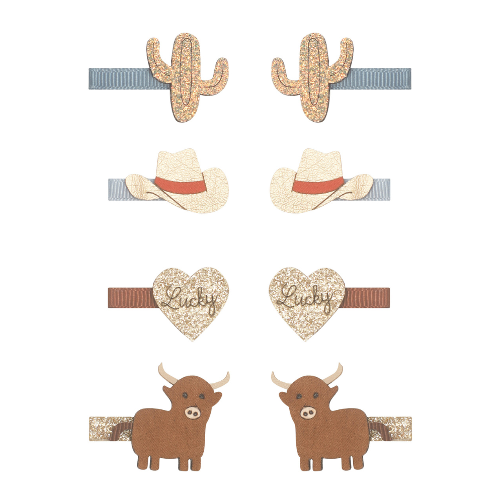 MiMi & LULA - Cowboy Mini Clips - Brown - 8 Pcs