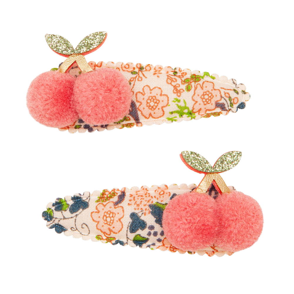 MiMi & LULA - Floral Pom Pom Cherries Clips - Pink - 2 Pcs