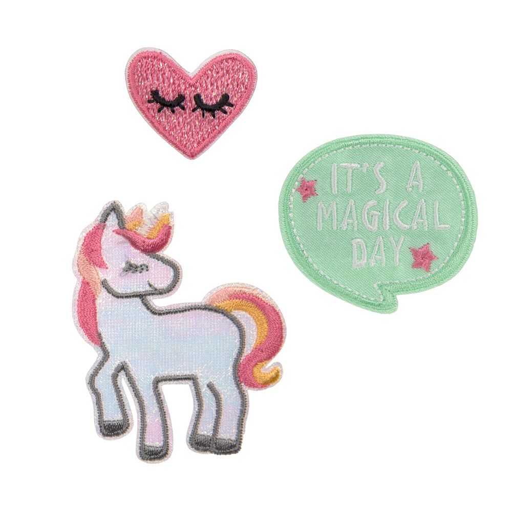 Lassig - Textile Woven Stick On Sticker - Unicorn - 3 Pcs