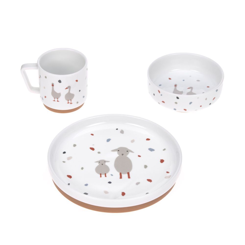 Lassig - Tiny Farmer Tableware Set - Sheep/Goose - 3 Pcs