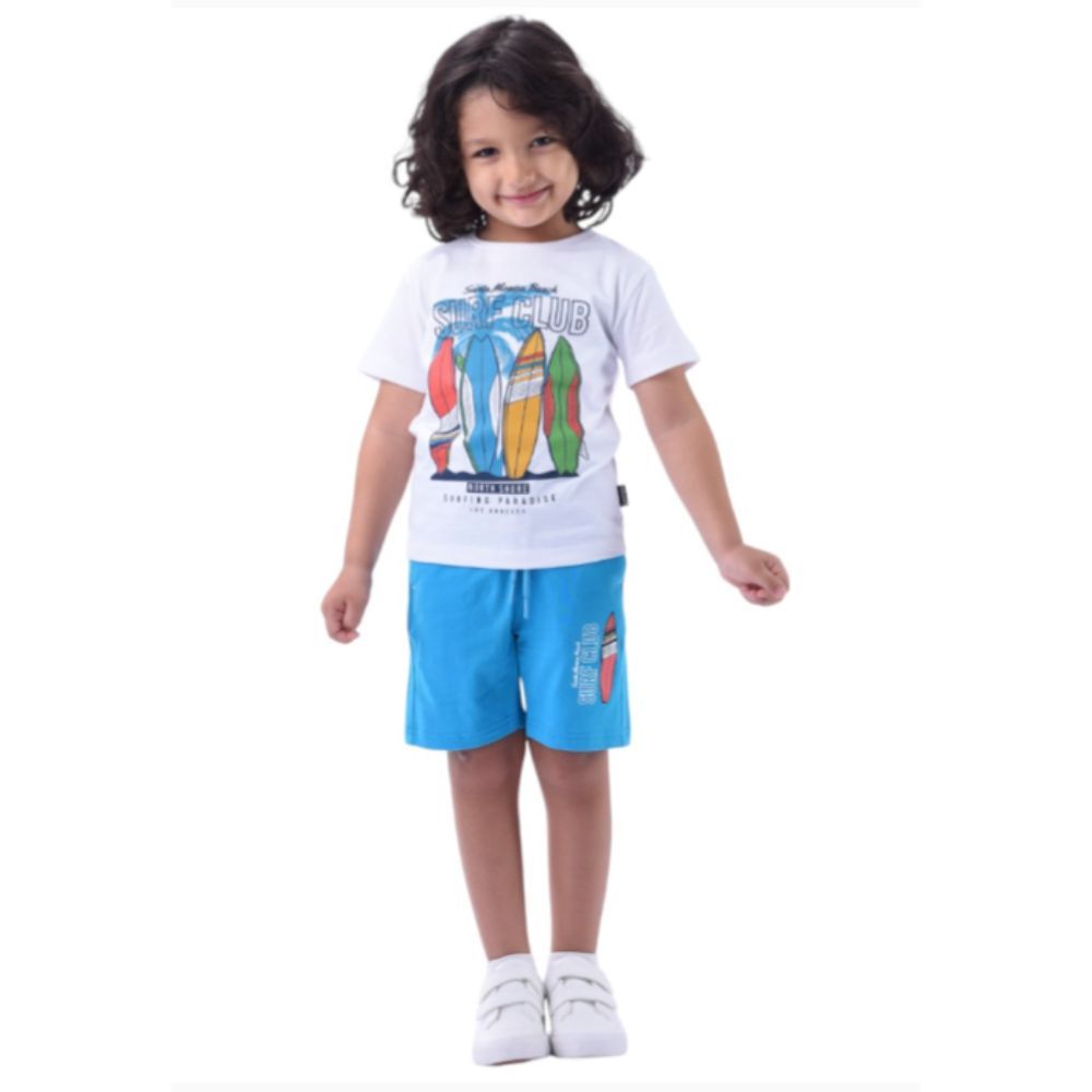 Victor and Jane - 2pc-Set - Boy's Cotton T-Shirt and Shorts - Blue