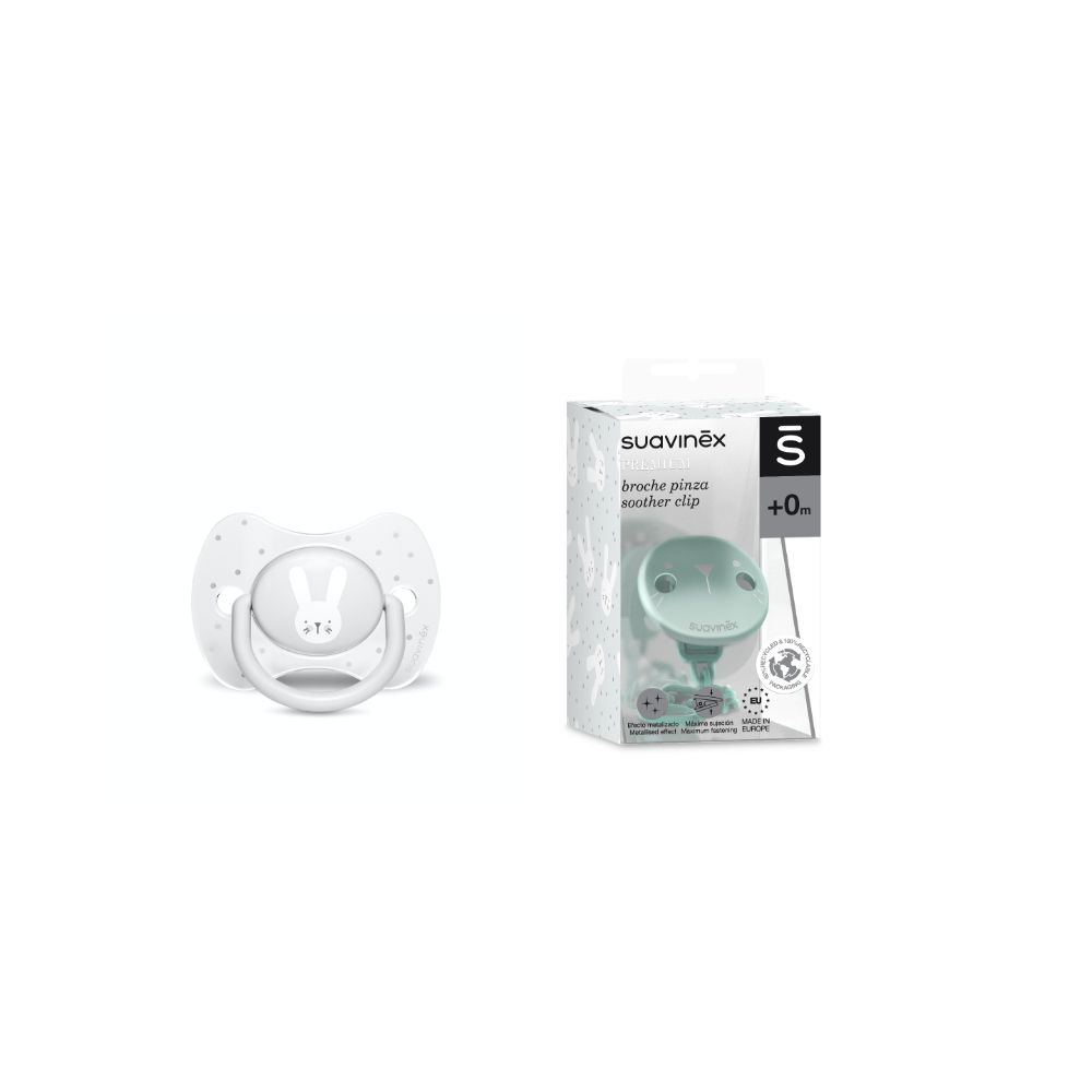 Suavinex - Soother & Clip Bundle - 0-6M - Hygge - Grey/Green