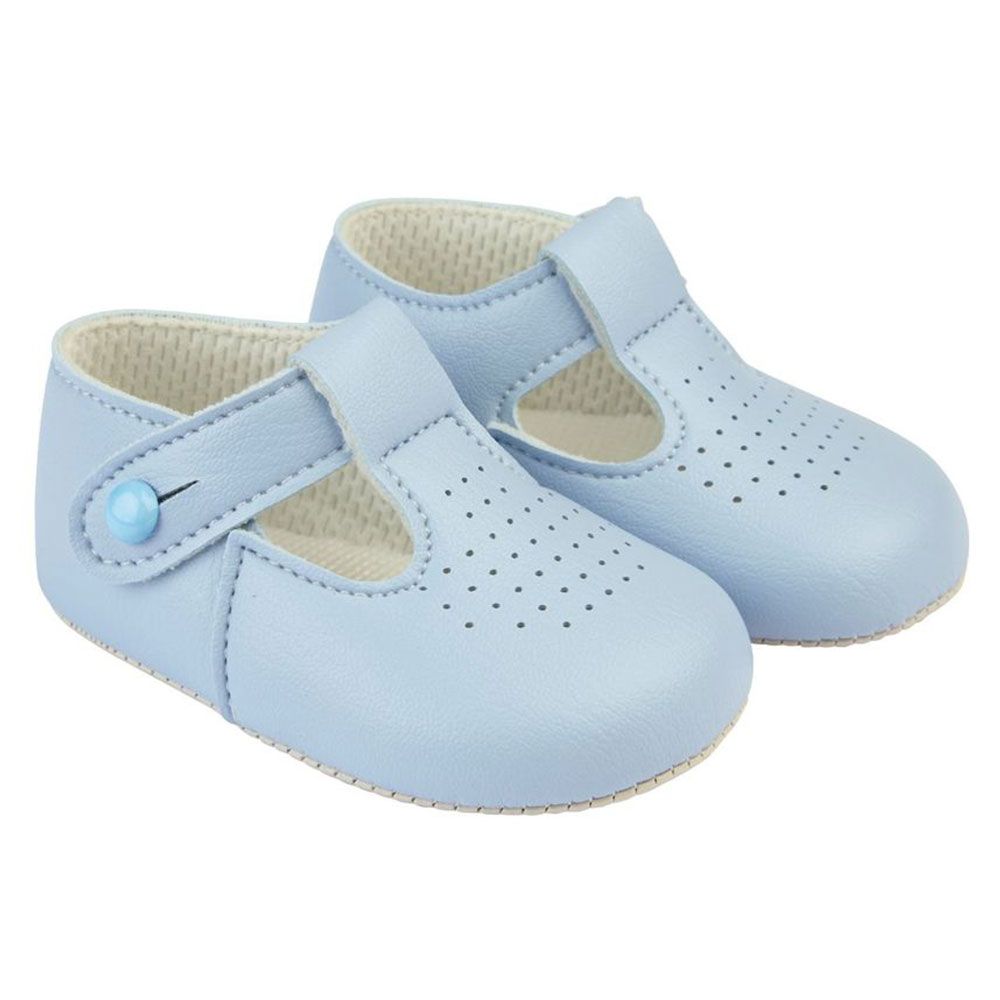 Early days - Sky Blue T-Bar Pre-Walker Shoes