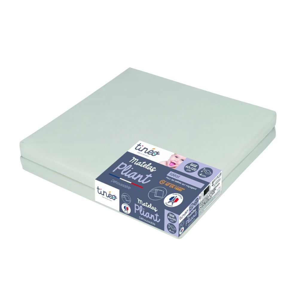 Tineo - Foldable Mattress w/ Removable Cover Grey - 60 x 120cm