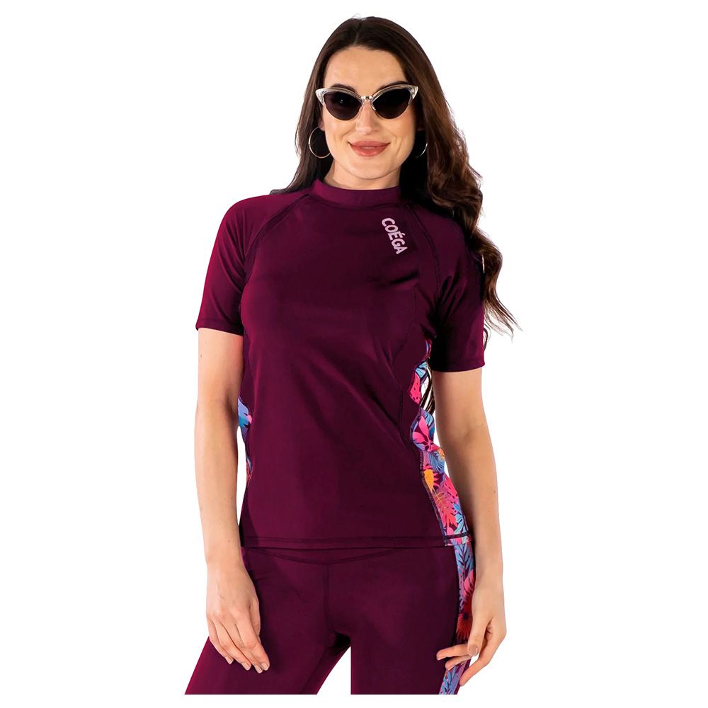 Coega Sunwear - Ladies Short Sleeve Rashguard - Purple Tropical