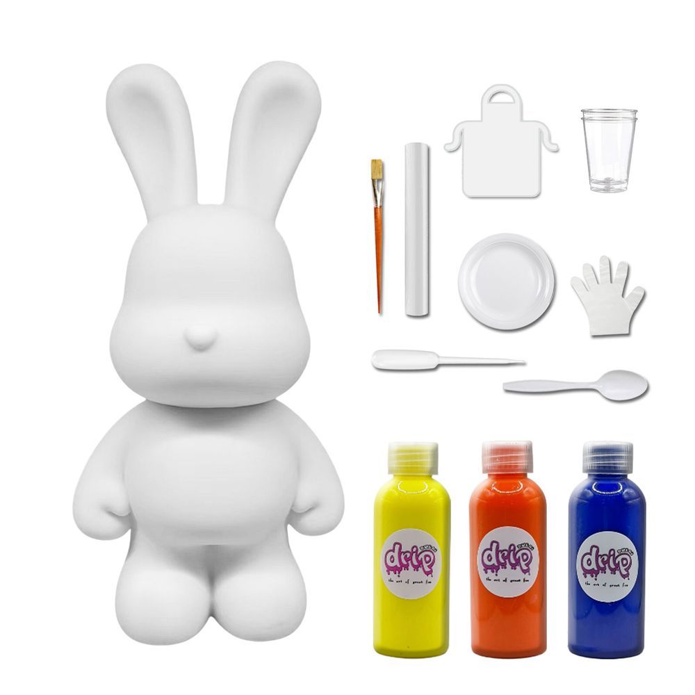 Dubai Drip Art - DIY Rabbit Acrylic Flow Pouring Paint Kit - Lemon Yellow/Orange/Dark Blue