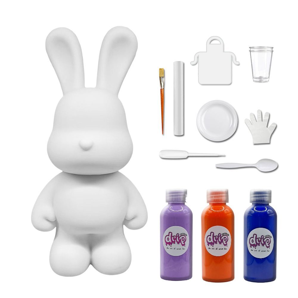 Dubai Drip Art - DIY Rabbit Acrylic Flow Pouring Paint Kit - Light Purple/Orange/Dark Blue