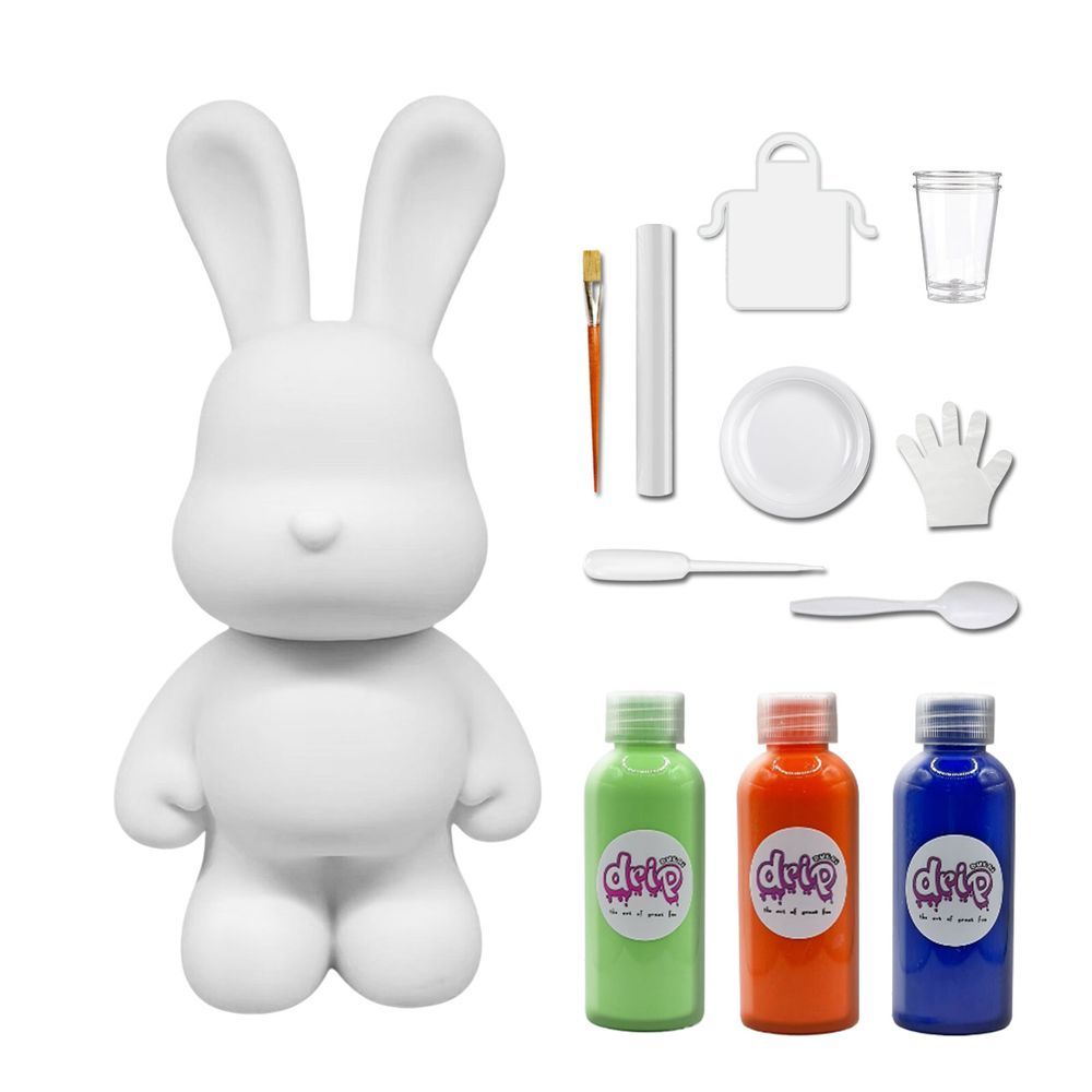 Dubai Drip Art - DIY Rabbit Acrylic Flow Pouring Paint Kit - Mint Green/Orange/Dark Blue