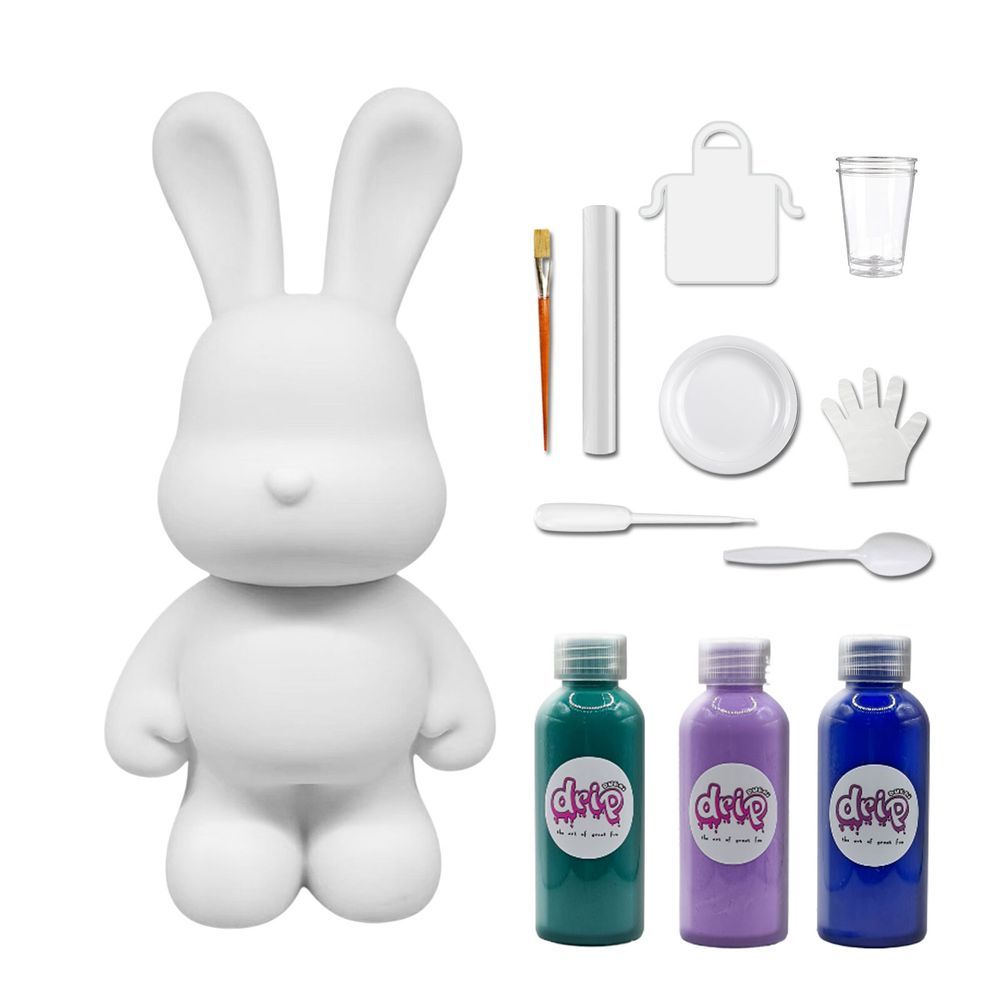 Dubai Drip Art - DIY Rabbit Acrylic Flow Pouring Paint Kit - Blue Green/Light Purple/Dark Blue