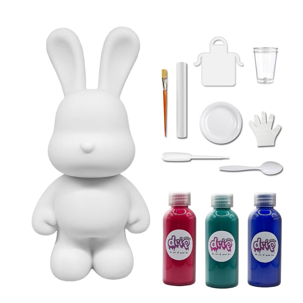 Dubai Drip Art - DIY Rabbit Acrylic Flow Pouring Paint Kit - Rose Red/Blue Green/Dark Blue