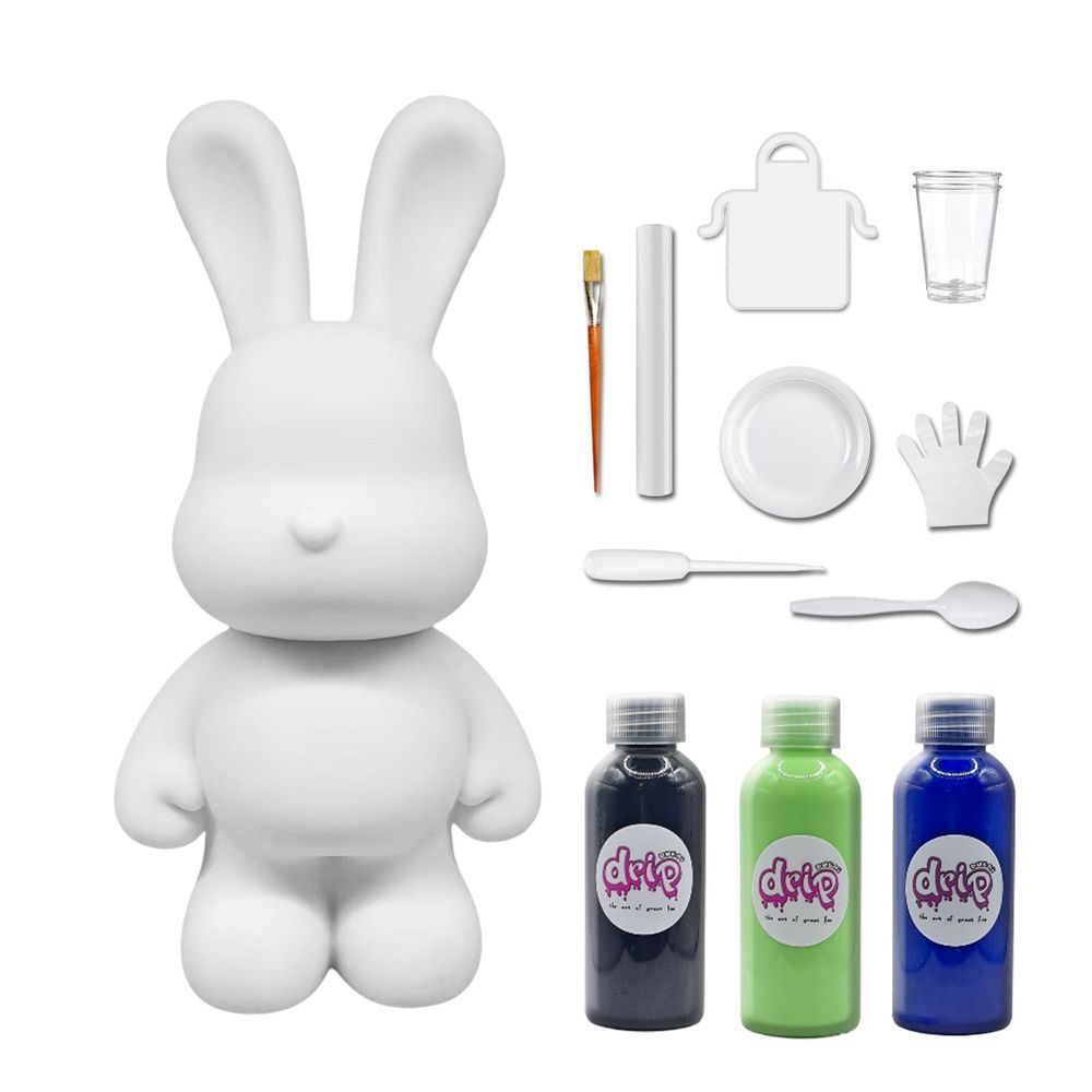 Dubai Drip Art - DIY Rabbit Acrylic Flow Pouring Paint Kit - Black/Mint Green/Dark Blue